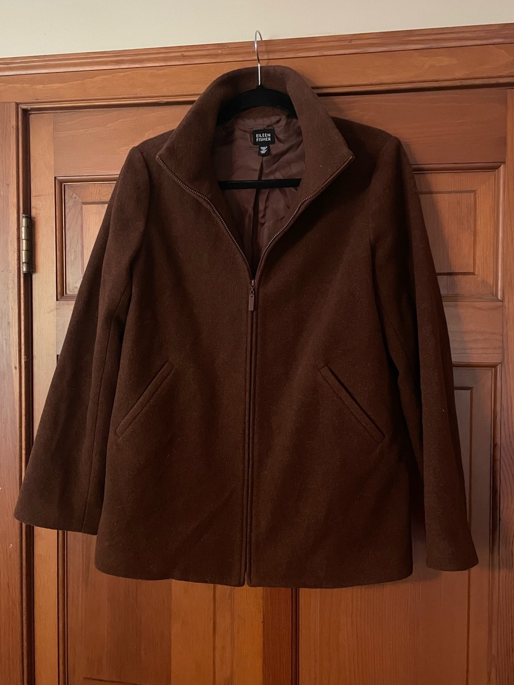 🍊Melton funnel neck zip up jacket Eileen fisher🍊
